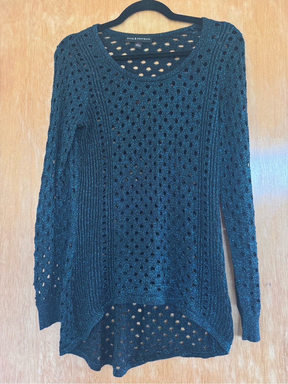 Rock & Republic Dark Blue with metallic sparkle Scoop Neck Sweater Tunic